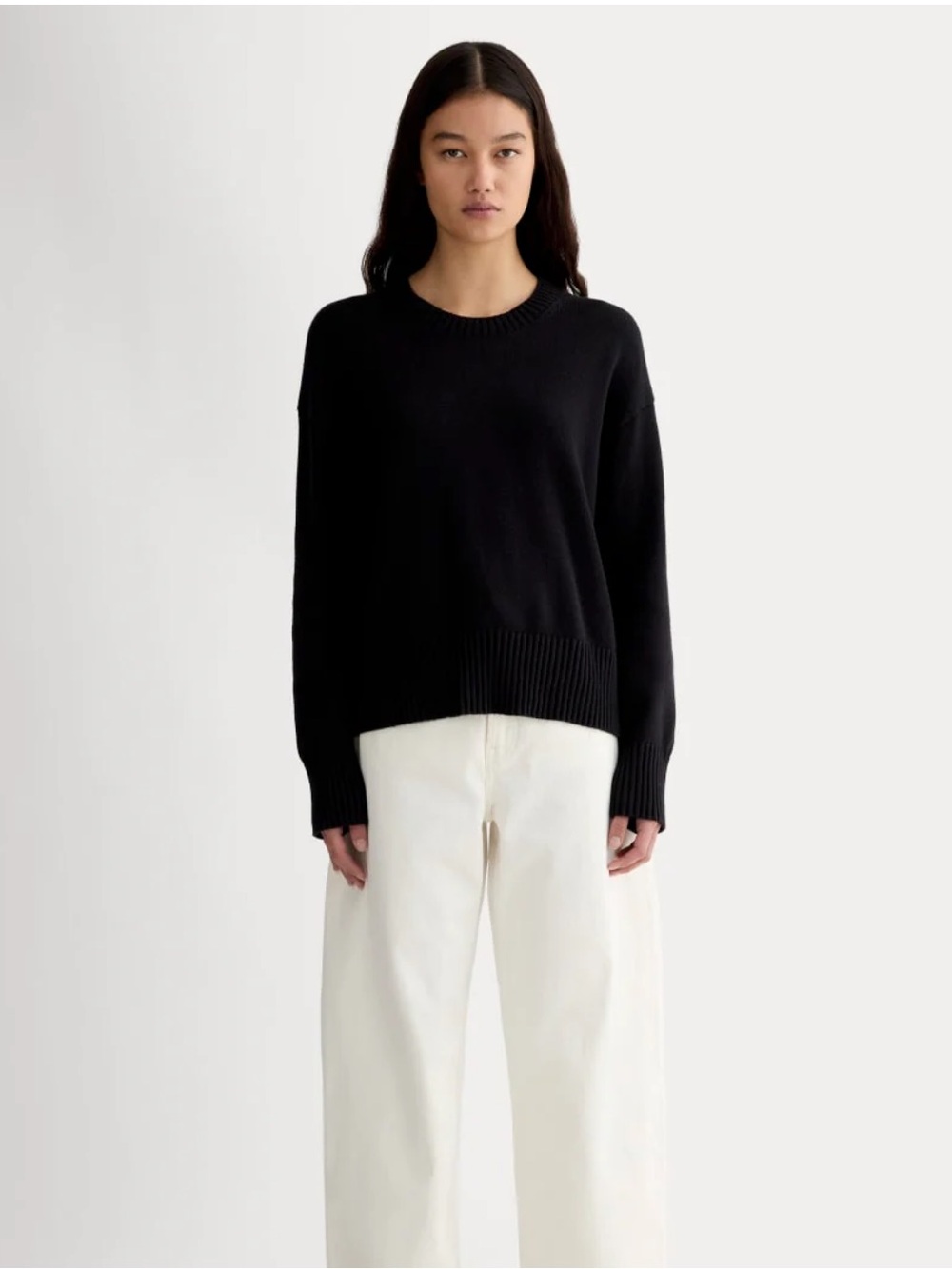 Everlane Black Crewneck BOXY SWEATER IN EVERYDAY COTTON